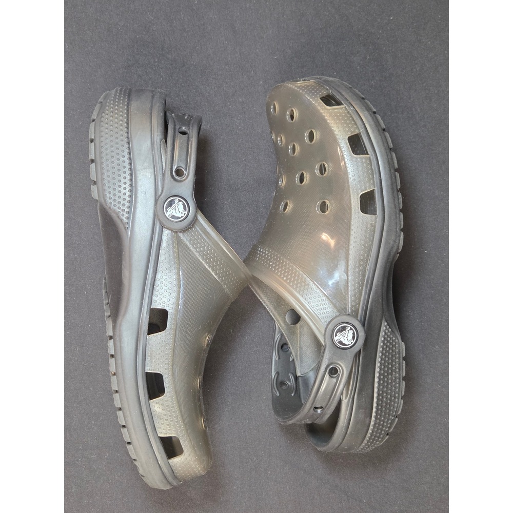 Crocs Classic Translucent Clogs Black Women 7 Men 5 Water Shoes 206908-001